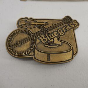 Vintage Bluegrass Brass Belt Buckle Fiddle Banjo Steel Guitar Music Country